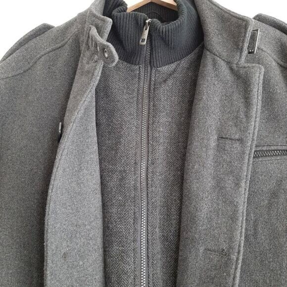 ESPRIT Wool Blend Jacket Coat Front Button & Zip-Up Closure Grey Men's XL - Picture 7 of 16